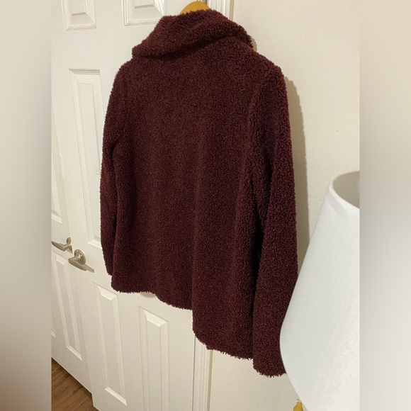 Sanctuary Burgundy Sherpa Women’s Three Button Coat XS - Picture 10 of 12